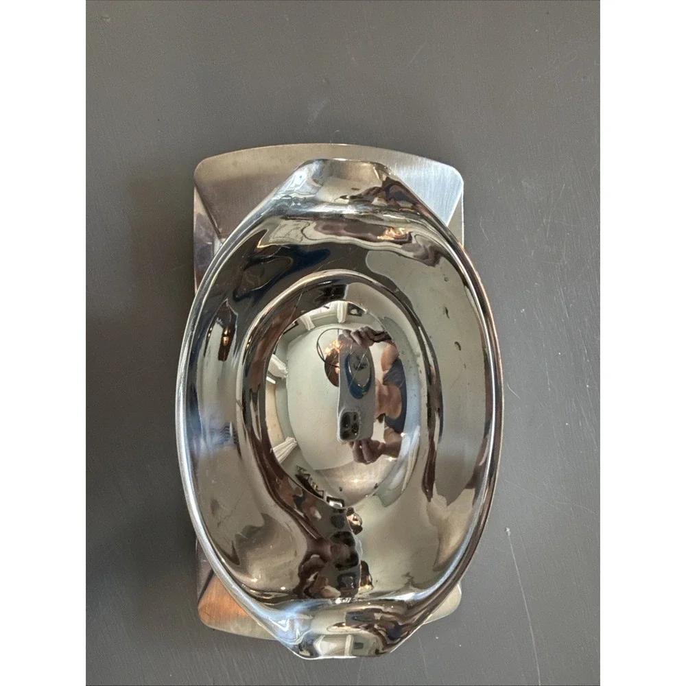 MCM Stainless Steel‎ Gravy Boat Under Plate Vtg Vibes Small Elegant Holiday
